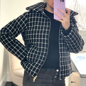 Jason Wu Stylish Black and White Women's Puffer Knit Jacket size M